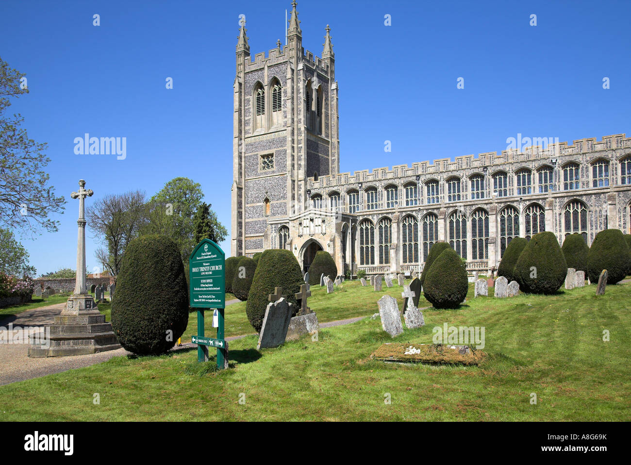 La celebre Chiesa della Santa Trinità in Long Melford, Suffolk. Foto Stock