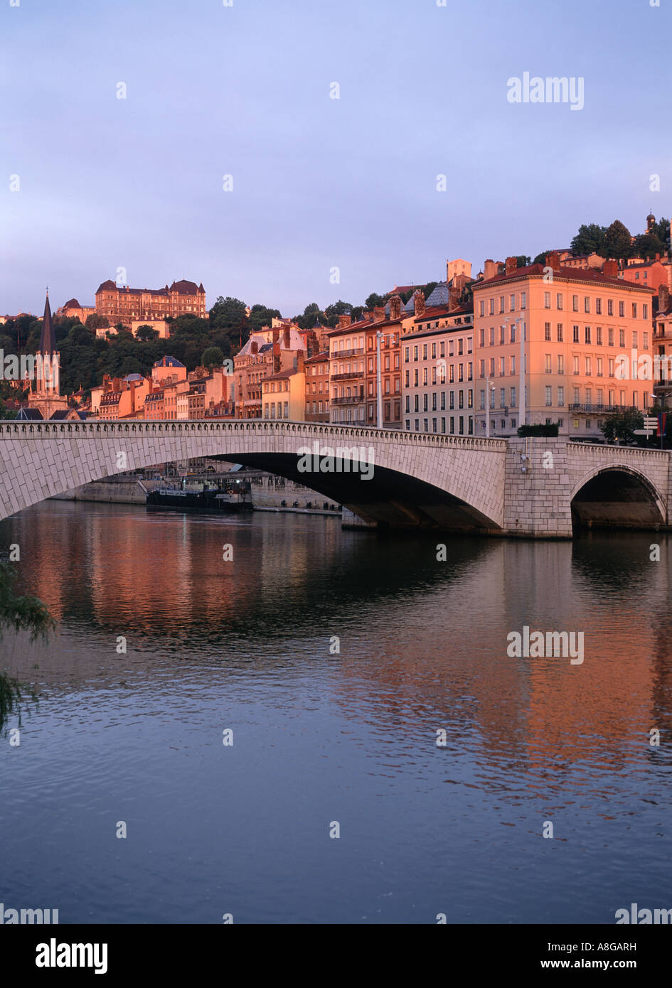 Bonaparte bridge. Fiume Saona. Lione Francia Foto Stock