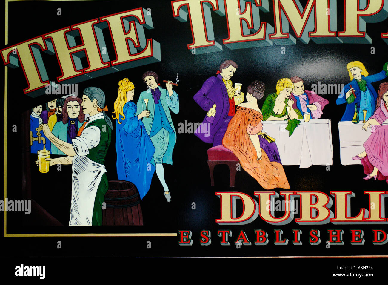 Irlanda, Dublino, pub Temple Bar segno Foto Stock