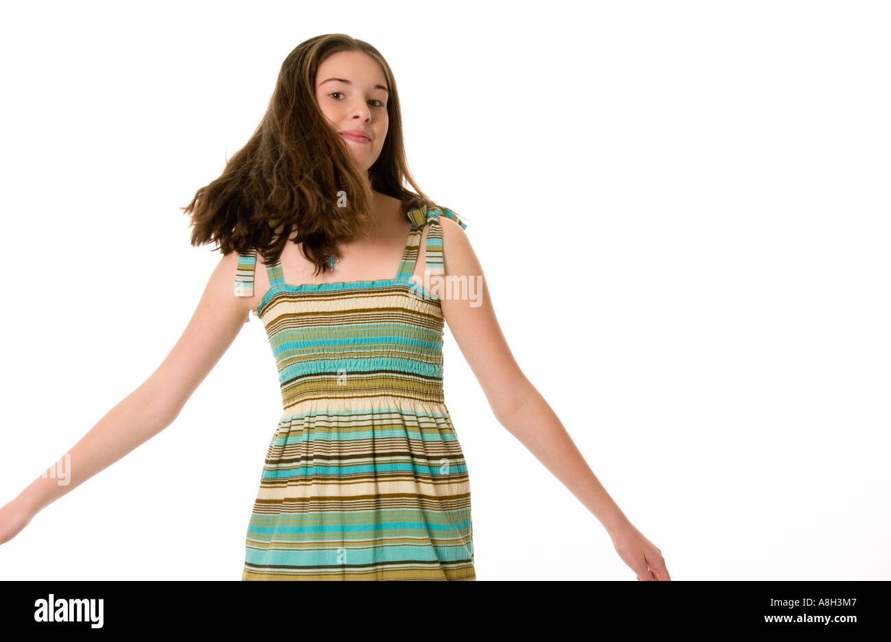 Piuttosto Caucasian Teen ragazza di 13 a 15 anni sorridente e spensierato USA Foto Stock