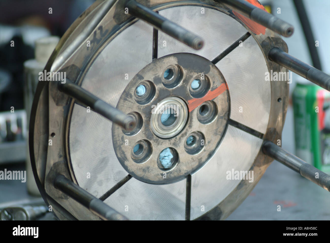 Attrito della frizione di slittamento di calore coefficiente di attrito mue servizio di riparazione auto di dissipazione dragster drag race car Foto Stock