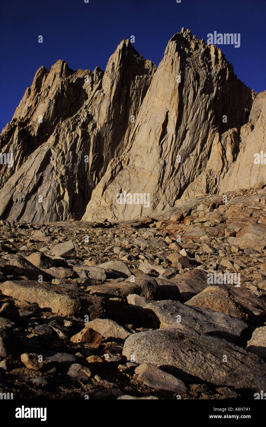 California, Mt Whitney, Sierra crest all'alba Foto Stock