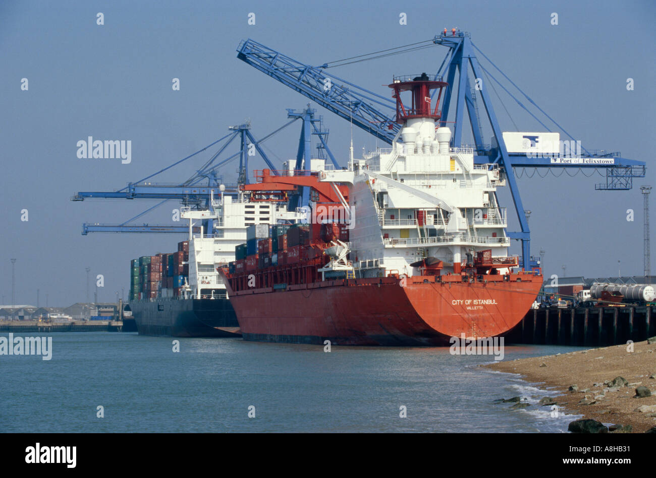 Porto di Felixstowe Suffolk in Inghilterra Foto Stock