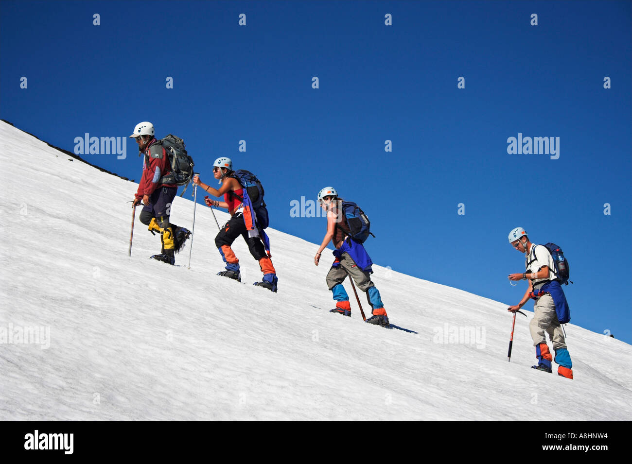 La scalata del Vulcano Villarica, Cile Foto Stock