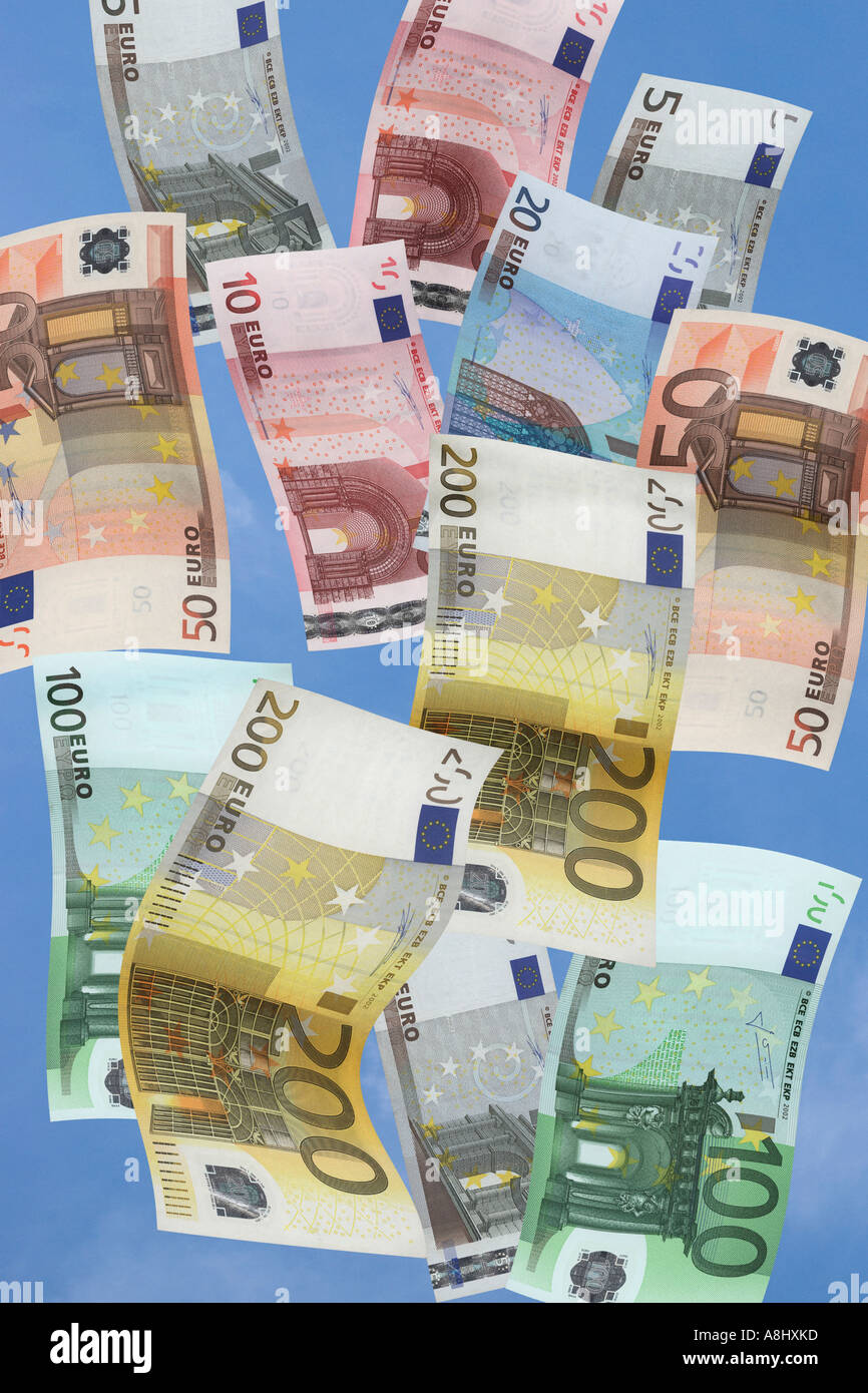 Euronotes caduta dal cielo Foto Stock