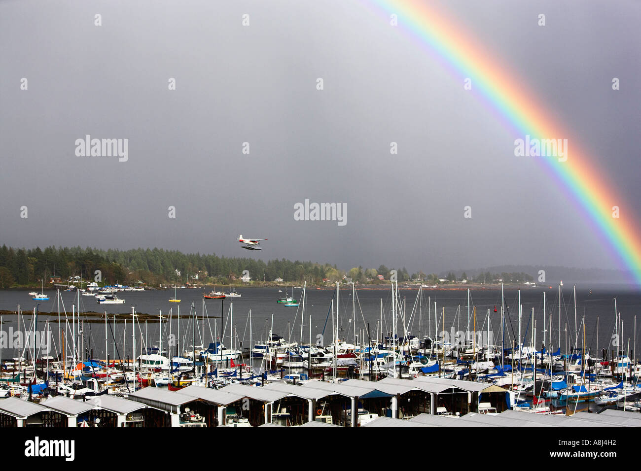 Rainbow su Porto di Nanaimo Nanaimo Vancouver Island British Columbia Canada Foto Stock