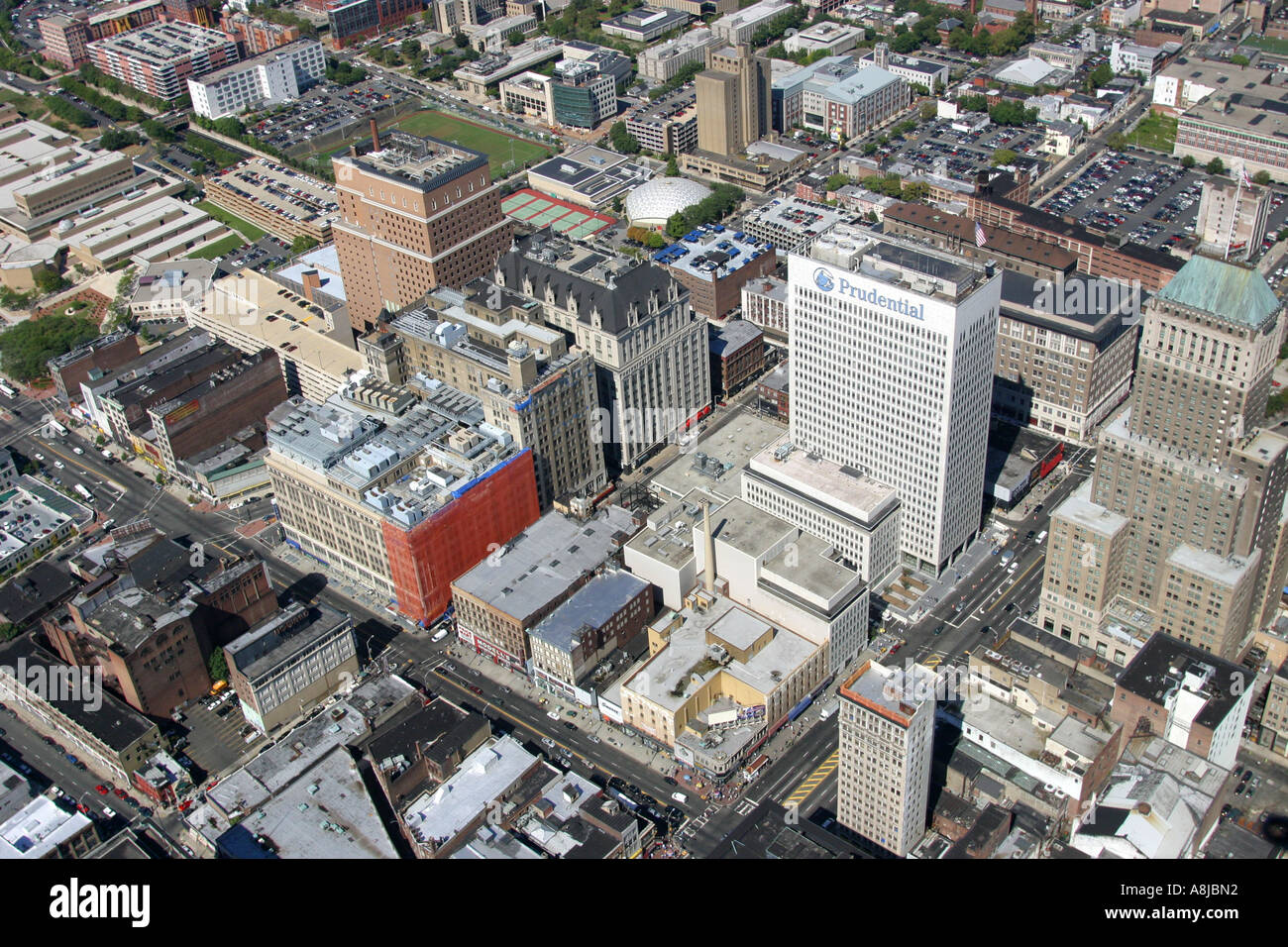 Foto aerea di downtown Newark, New Jersey, U.S.A. Contea di Essex Foto Stock