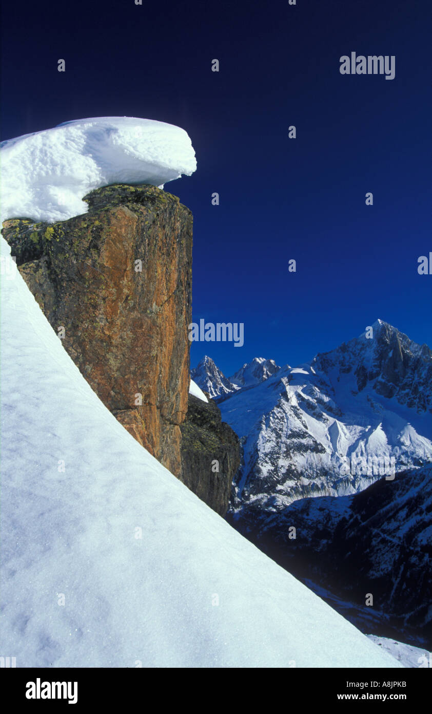 Aiguille Verte da le Brevent Alpi nr Chamonix Francia Foto Stock