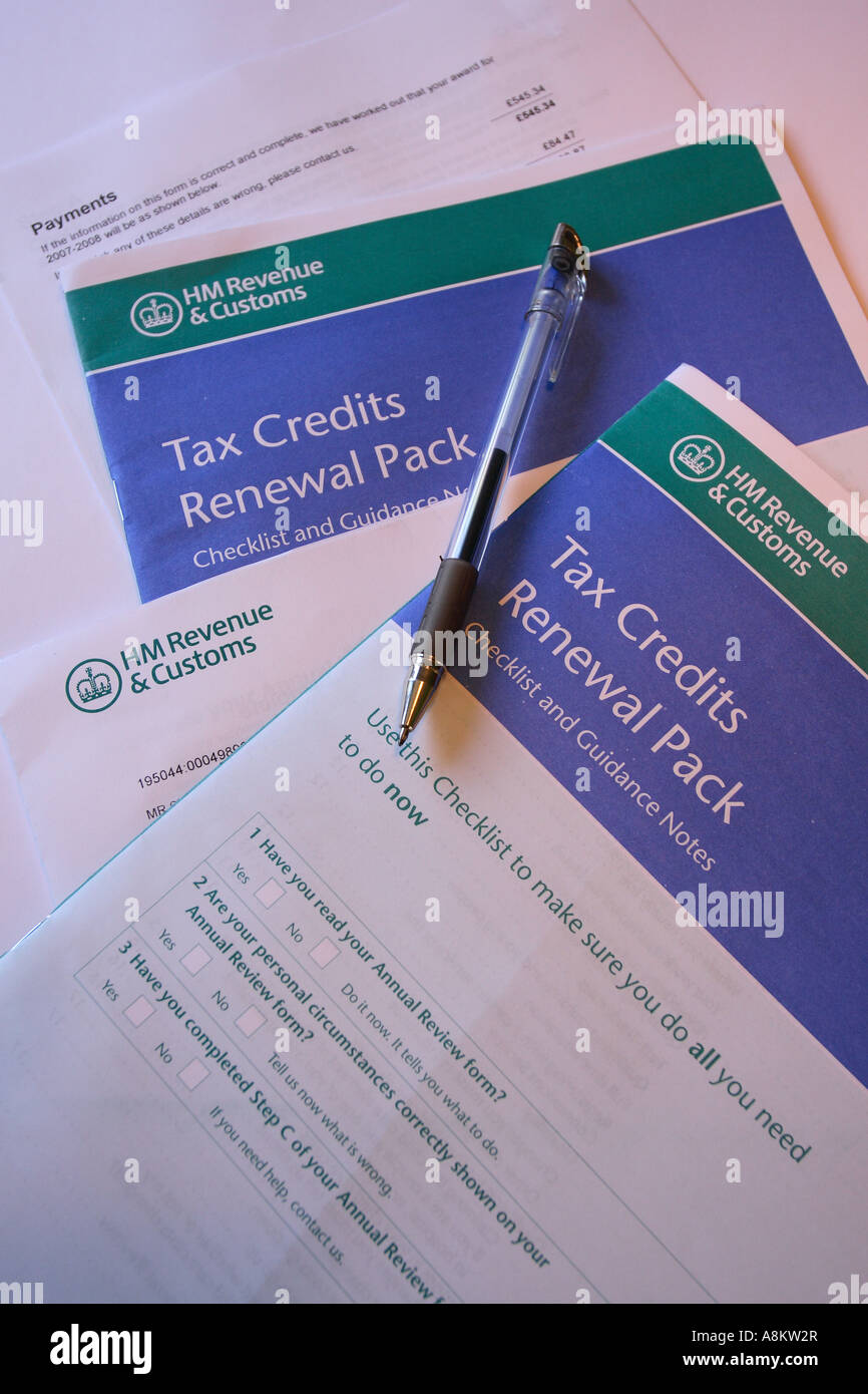Child Tax Credit i moduli di domanda Foto Stock
