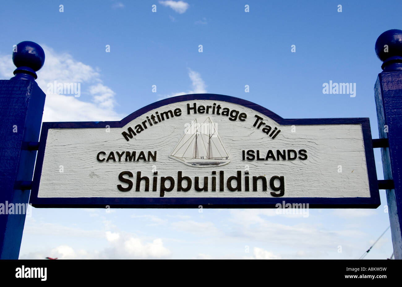 Grand Cayman George Town Maritime Heritage Trail firmare la costruzione navale attrazione turistica Foto Stock