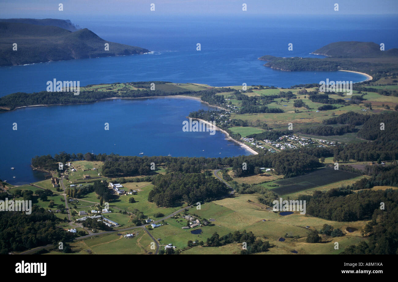 Vista aerea del Porto Arthur colonia penale,Penisola Tasmana, SE Tasmania, Australia, orizzontale Foto Stock