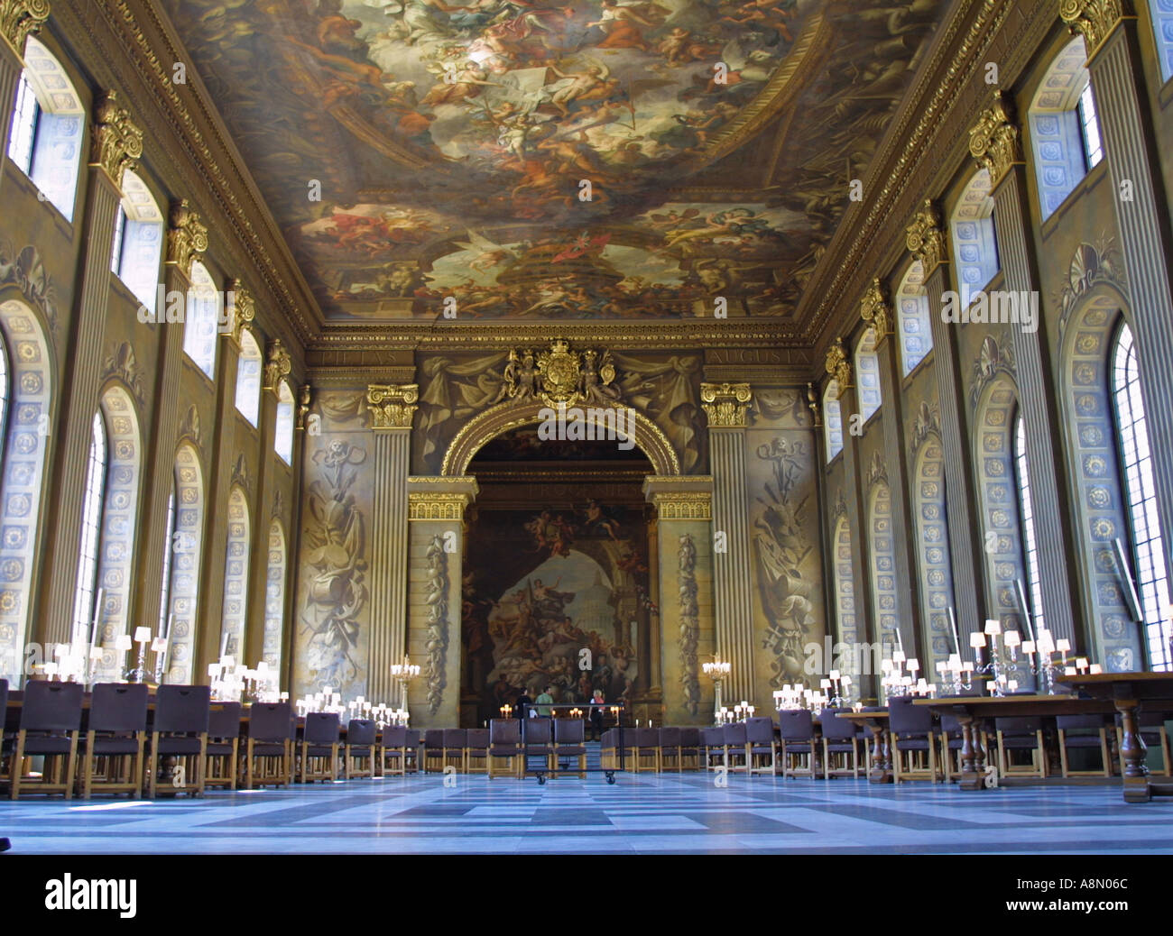 La sala dipinta la Old Royal Naval College di Londra Greenwich GB UK Foto Stock