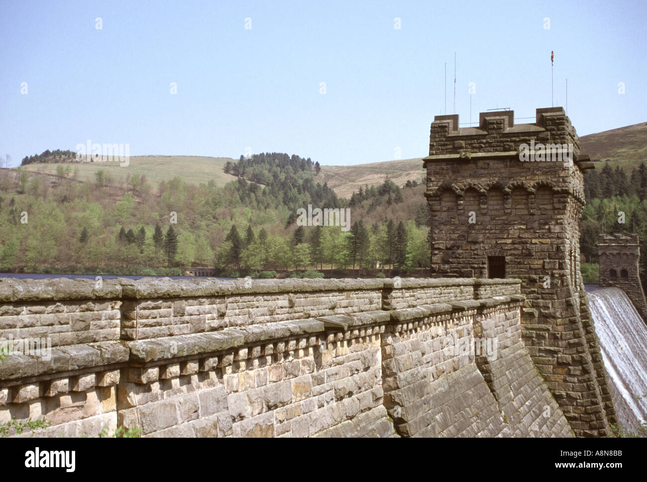 Diga a serbatoio Ladybower Derbyshire Inghilterra Foto Stock