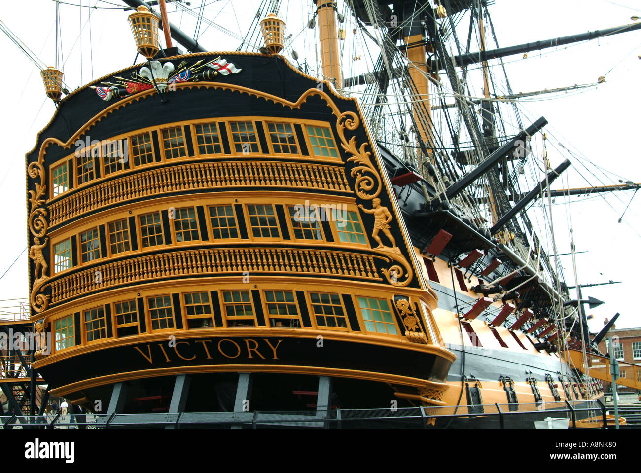 HMS Victory Signore Horatio Nelson nave Battaglia di Trafalgar 1805 Foto Stock