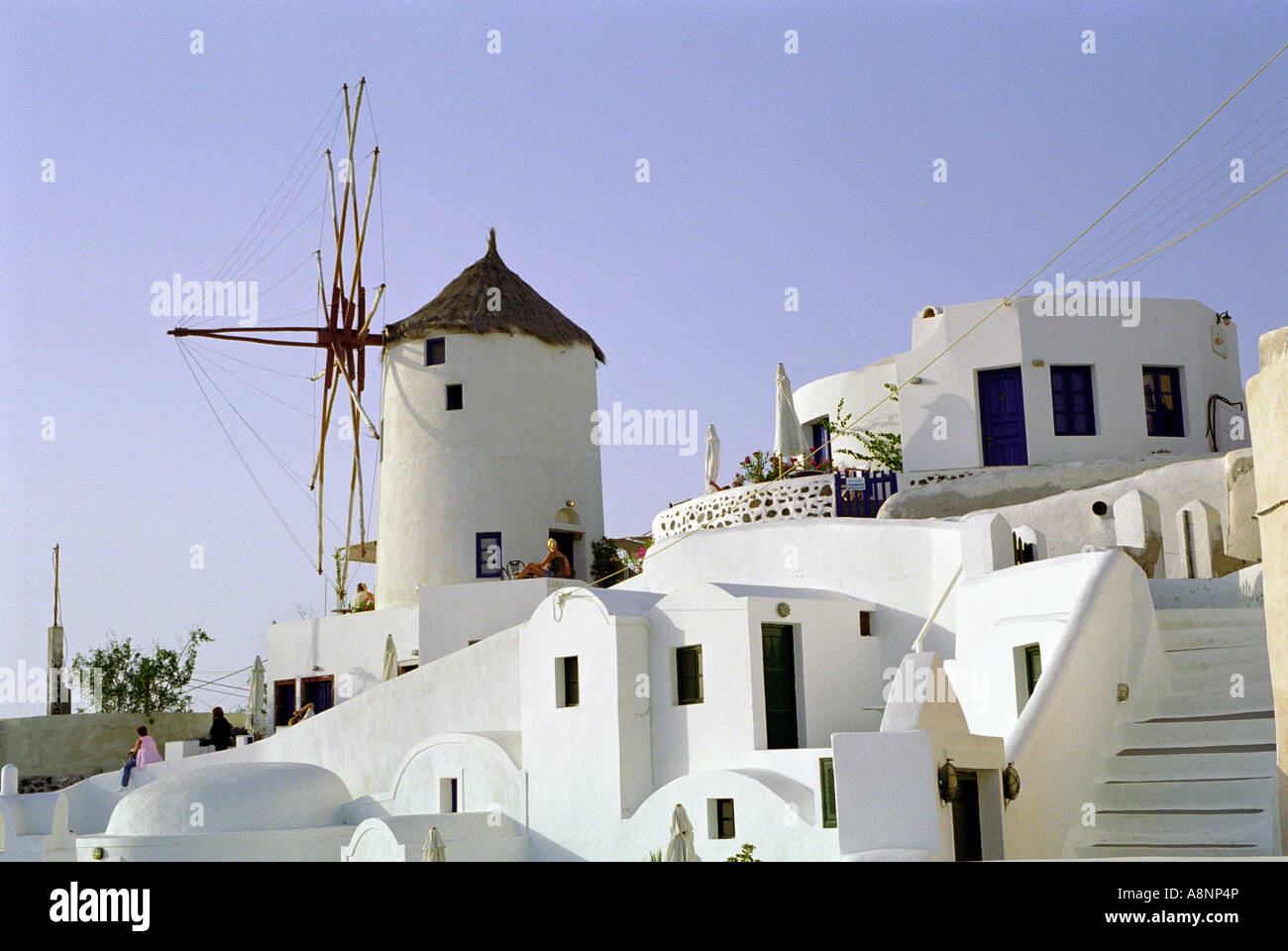 Il mulino a vento di greco - Oia - Santorini, Grecia Foto Stock