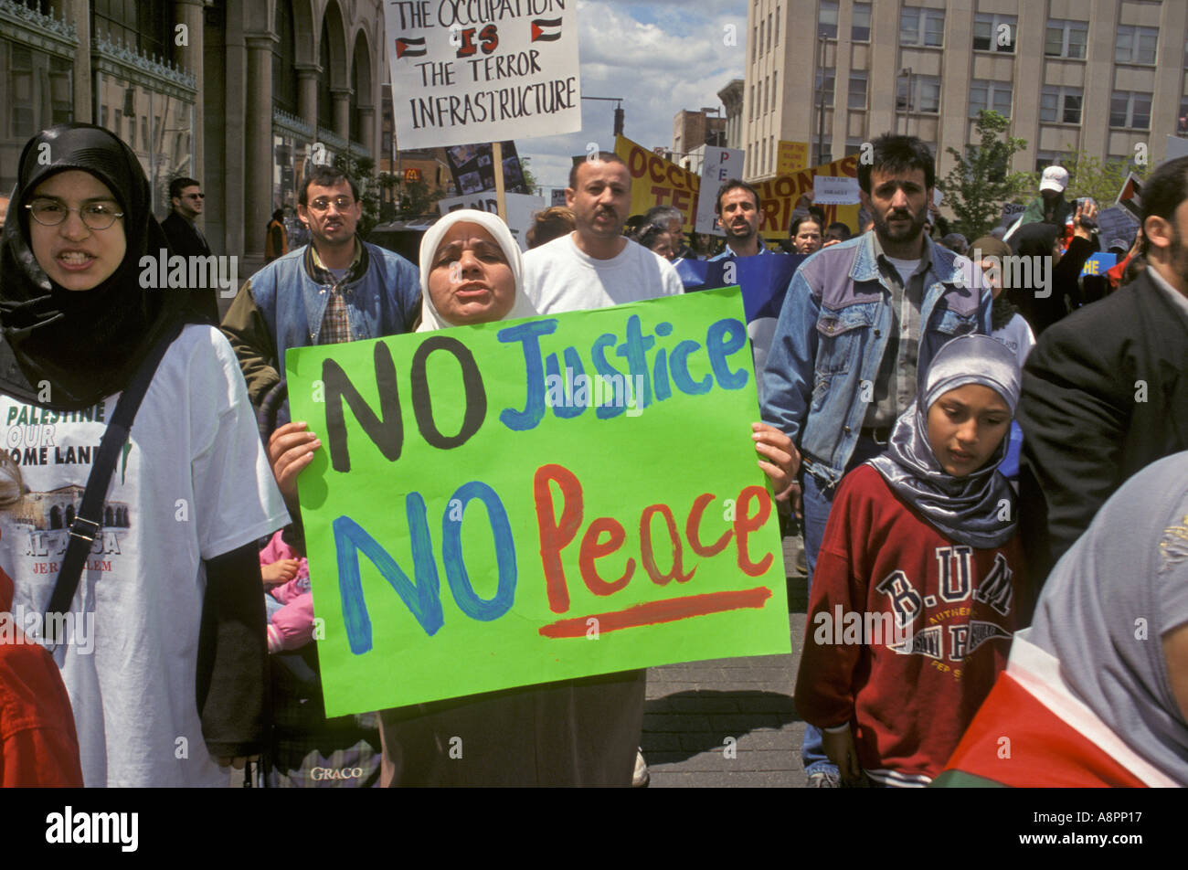 Manifestazione per la pace e la giustizia in Medio Oriente Foto Stock