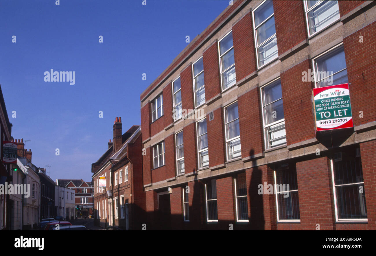 Uffici chiusi in affitto e in vendita centro di Ipswich Suffolk in Inghilterra Foto Stock