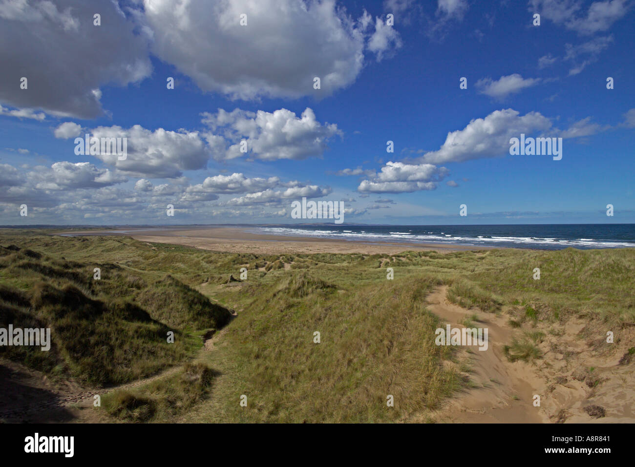 Le dune di sabbia a Snook e spiaggia Lindisfarne NNR Northumberland Foto Stock