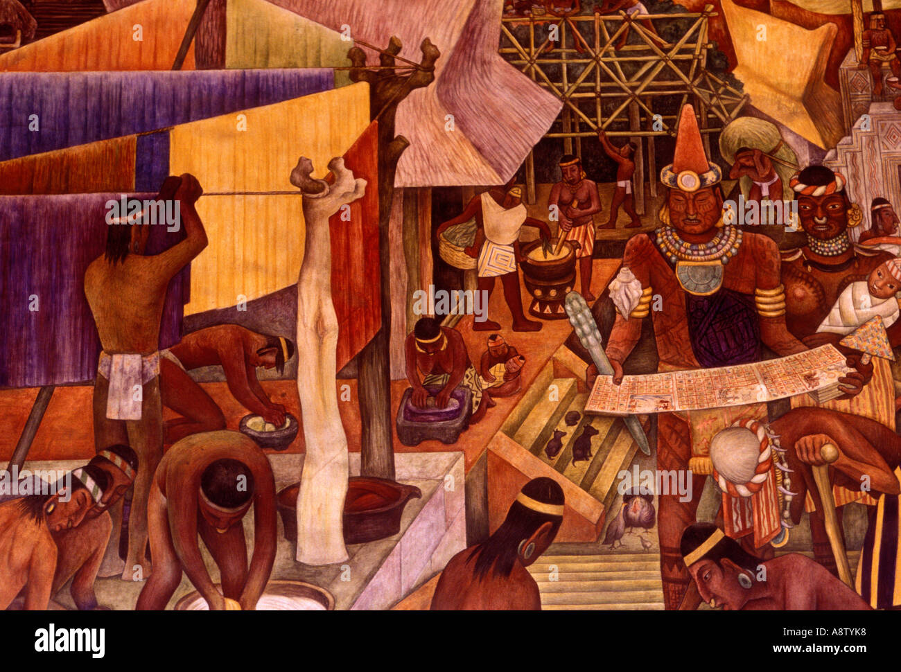 Dipinto murale di Diego Rivera, Diego Rivera, Palazzo Nazionale, Città del Messico, del Distretto Federale, Messico Foto Stock