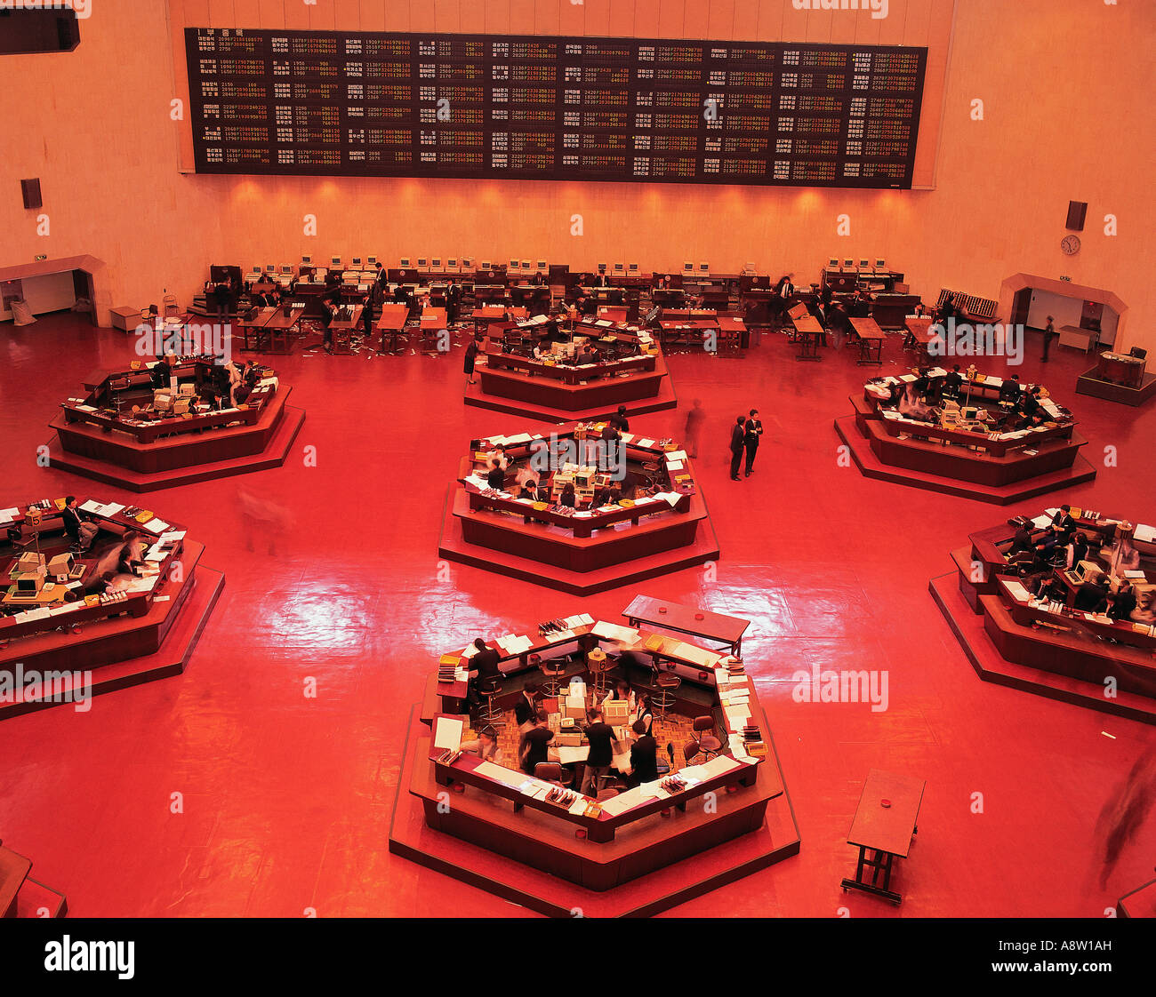 Corea del Sud. Seoul Stock Exchange Trading Floor. 1989. Foto Stock