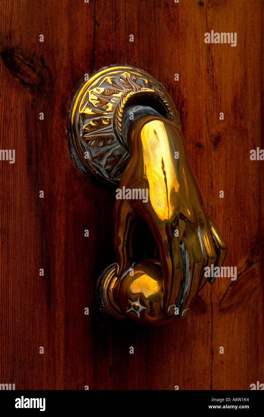 Porta respingente paracolpi sulla porta di legno Valencia Valencia Provincia Spagna Europa Foto Stock