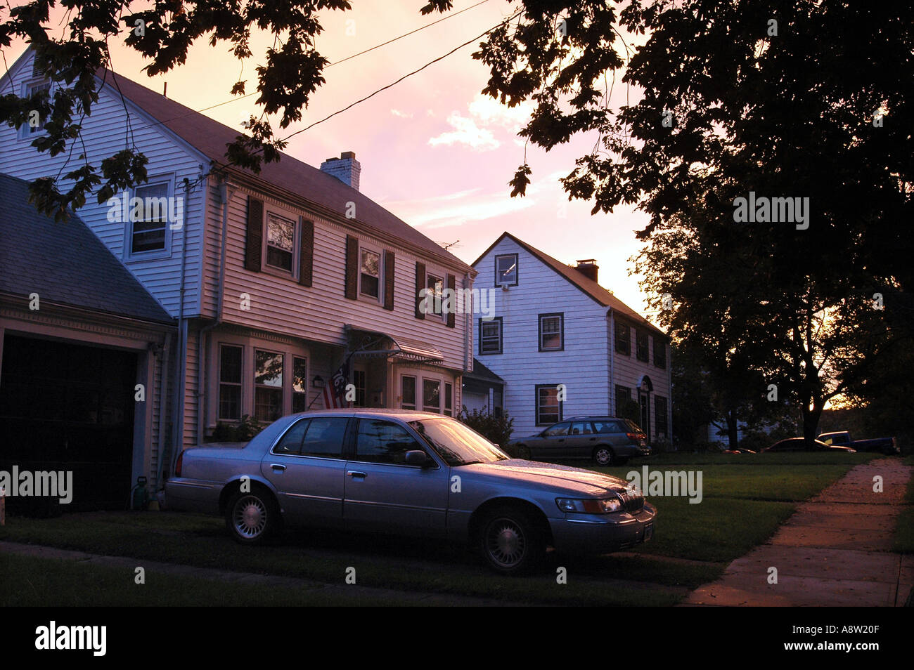 Case di Nizza entro i limiti della città di New Haven, CT, Stati Uniti d'America Foto Stock