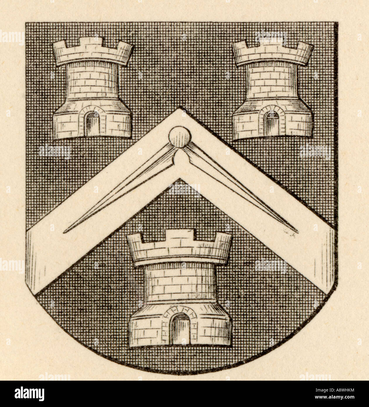 Armi di Masoni. Mason's Company Londra, Stow 1633. Foto Stock