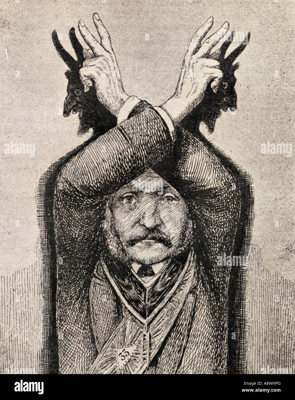 Illustrazione del culto del diavolo. Dal libro The Freemason di Eugen Lennhoff, pubblicato nel 1932. Foto Stock