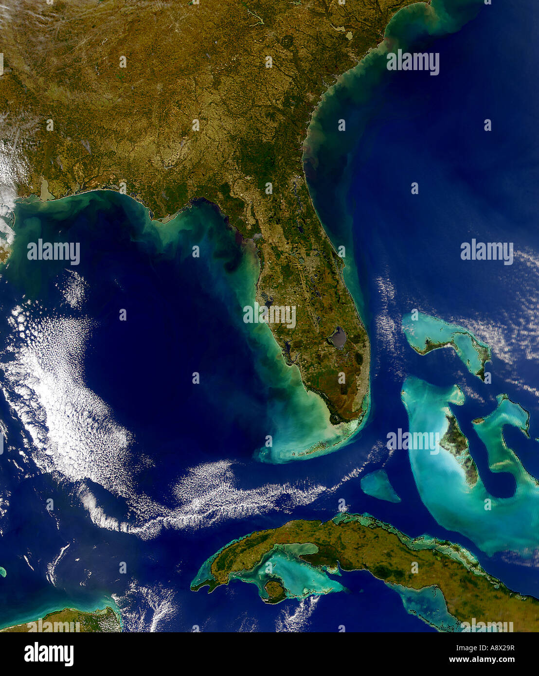 Nella Florida meridionale Cuba Bahamas vista dallo spazio Foto Stock