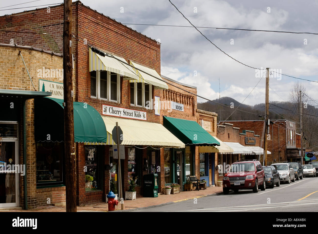 Business facciate di Montagna Nera NC vicino a Asheville Carolina del Nord Foto Stock