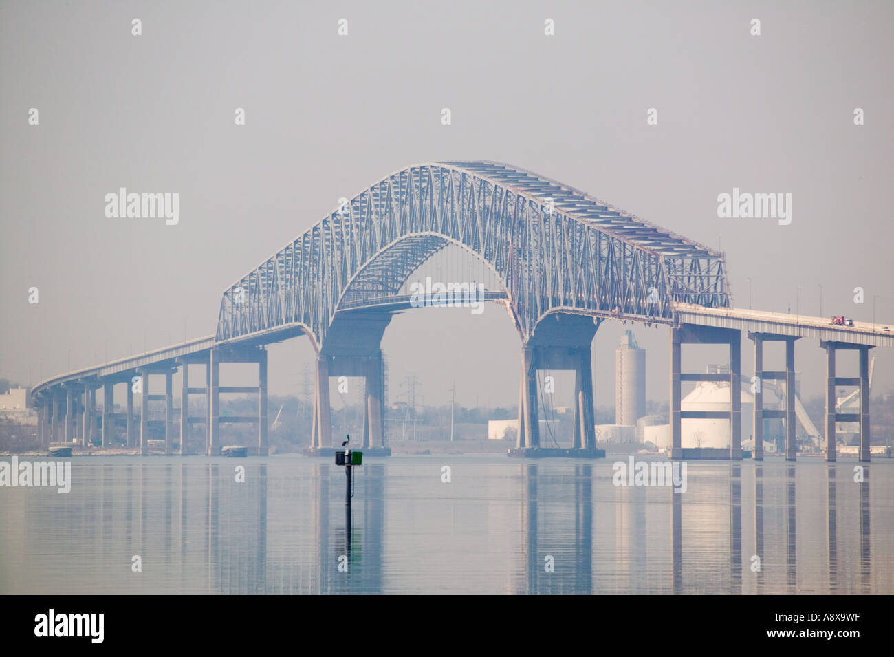 Francis Scott Key Bridge sulla circonvallazione Route 695 oltre il porto di Baltimore Maryland Foto Stock