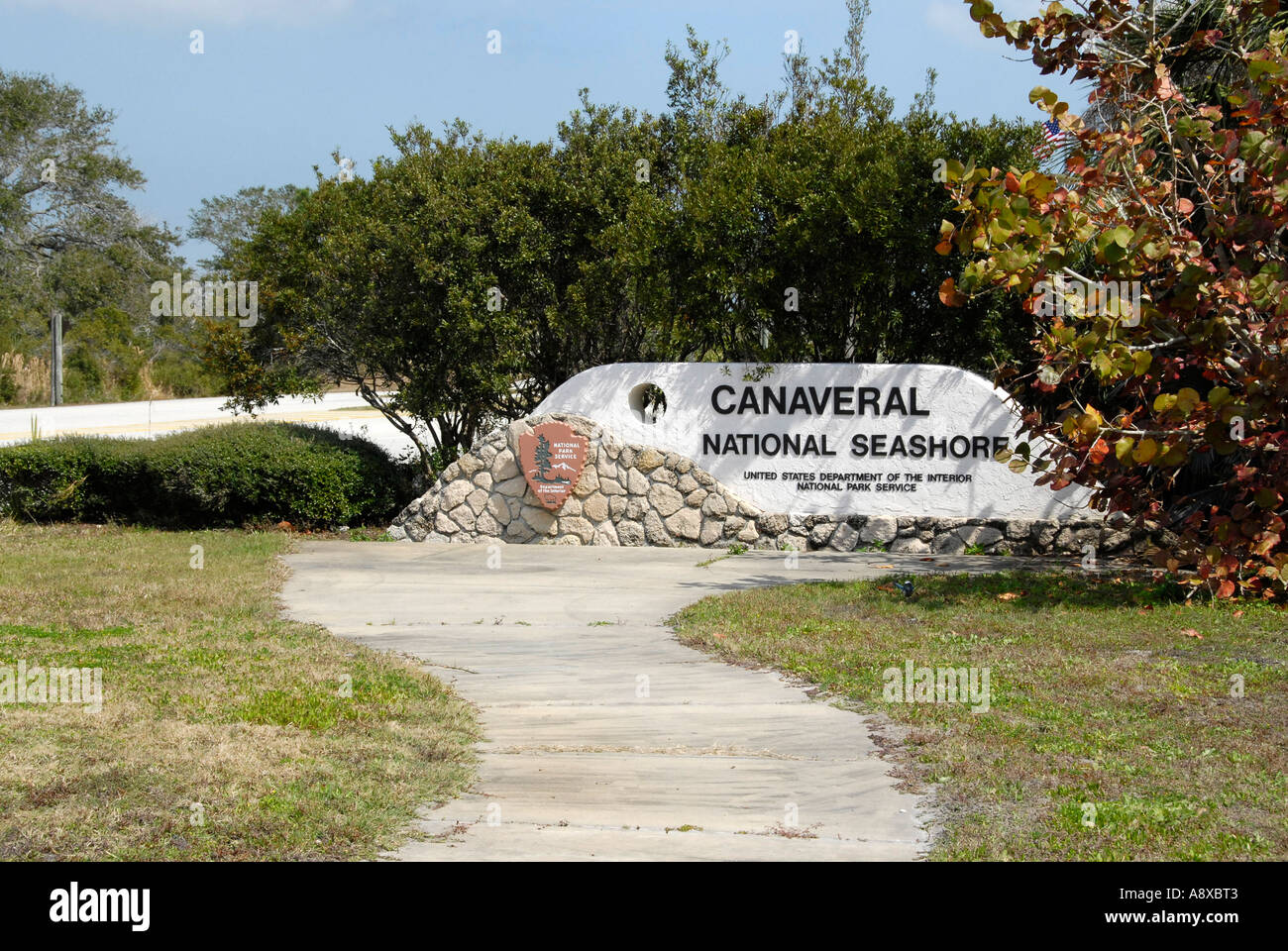 Servizio del Parco Nazionale di Cape Canaveral nazionale riva del mare nei pressi di Titusville in Florida centrale FL sull'Oceano Atlantico Foto Stock