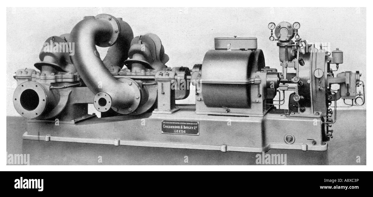 DE LAVAL TURBINA A VAPORE 150BHP capacità accoppiata alla pompa con capacità di 1400 AL MINUTO Foto Stock