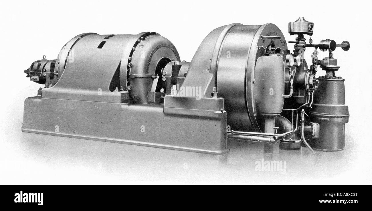 A E G Curtis trifase a Vapore turbo generatore elettrico Foto Stock
