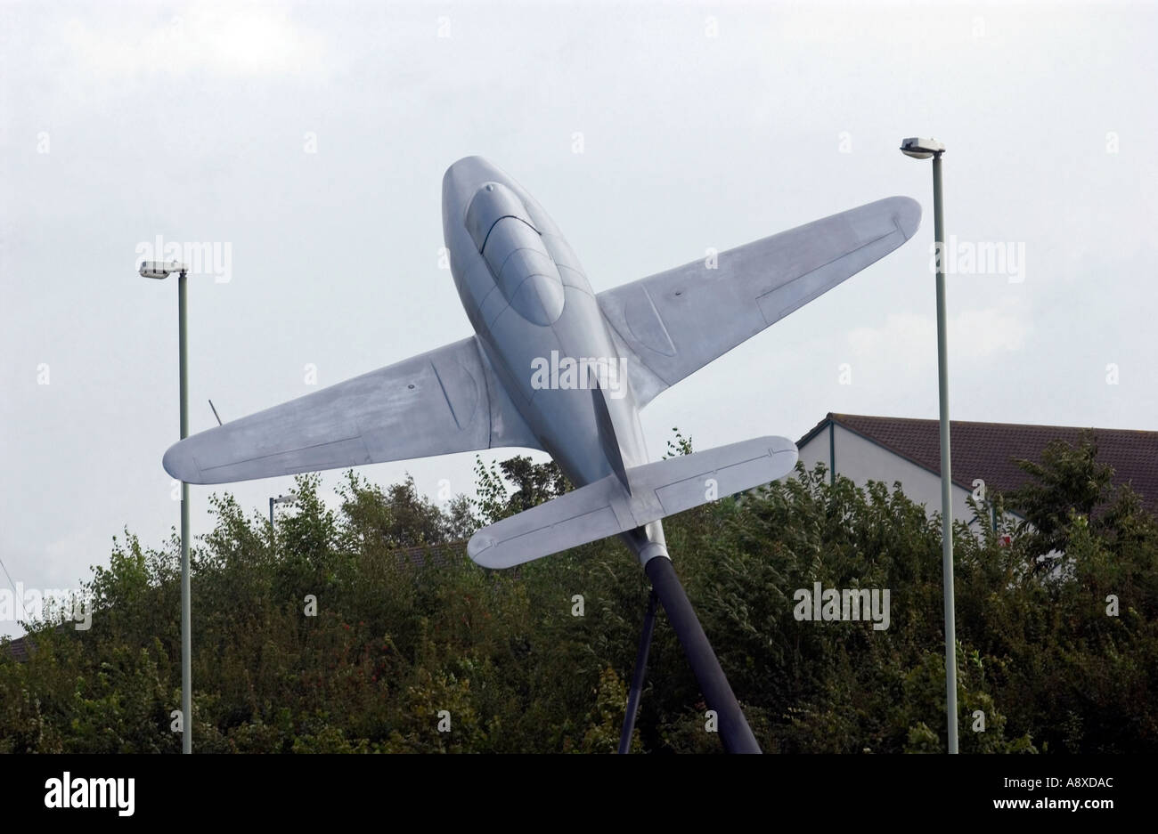 Scultura in Lutterworth Leicestershire home della fine del motore jet pioneer Sir Frank Whittle Foto Stock