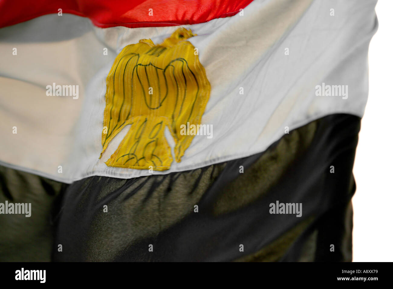 La bandiera egiziana su una barca sighseeing sul Nilo Foto Stock