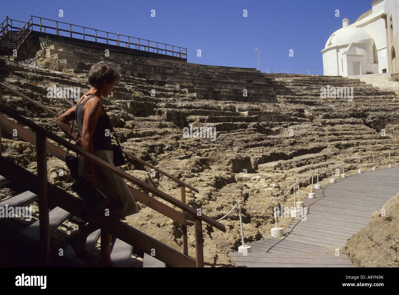 Teatro Romano la città di Cadice la provincia di Cadiz Cadice Andalusia Spagna Foto Stock