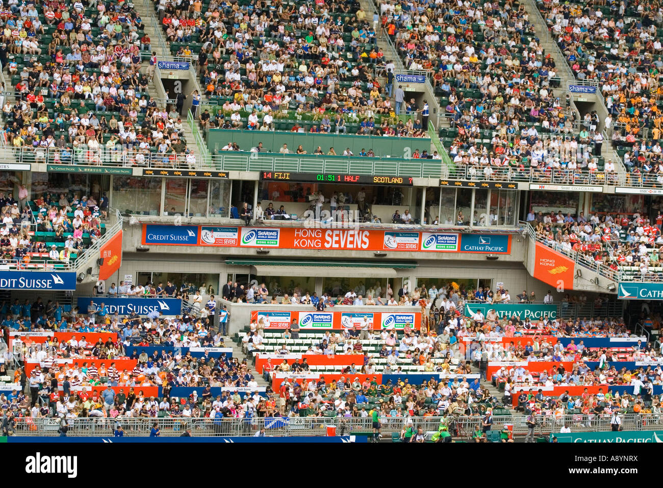 Isole Figi vs Scozia Hong Kong Sevens Rugby 2007 Foto Stock