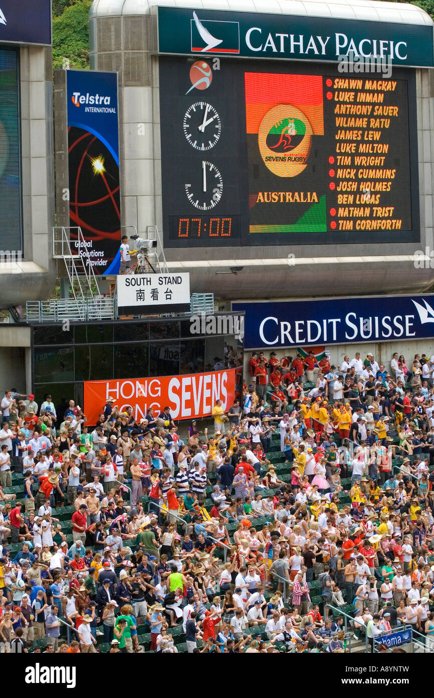 Australia Team Roster sorge a sud di Hong Kong Sevens Rugby 2007 Foto Stock