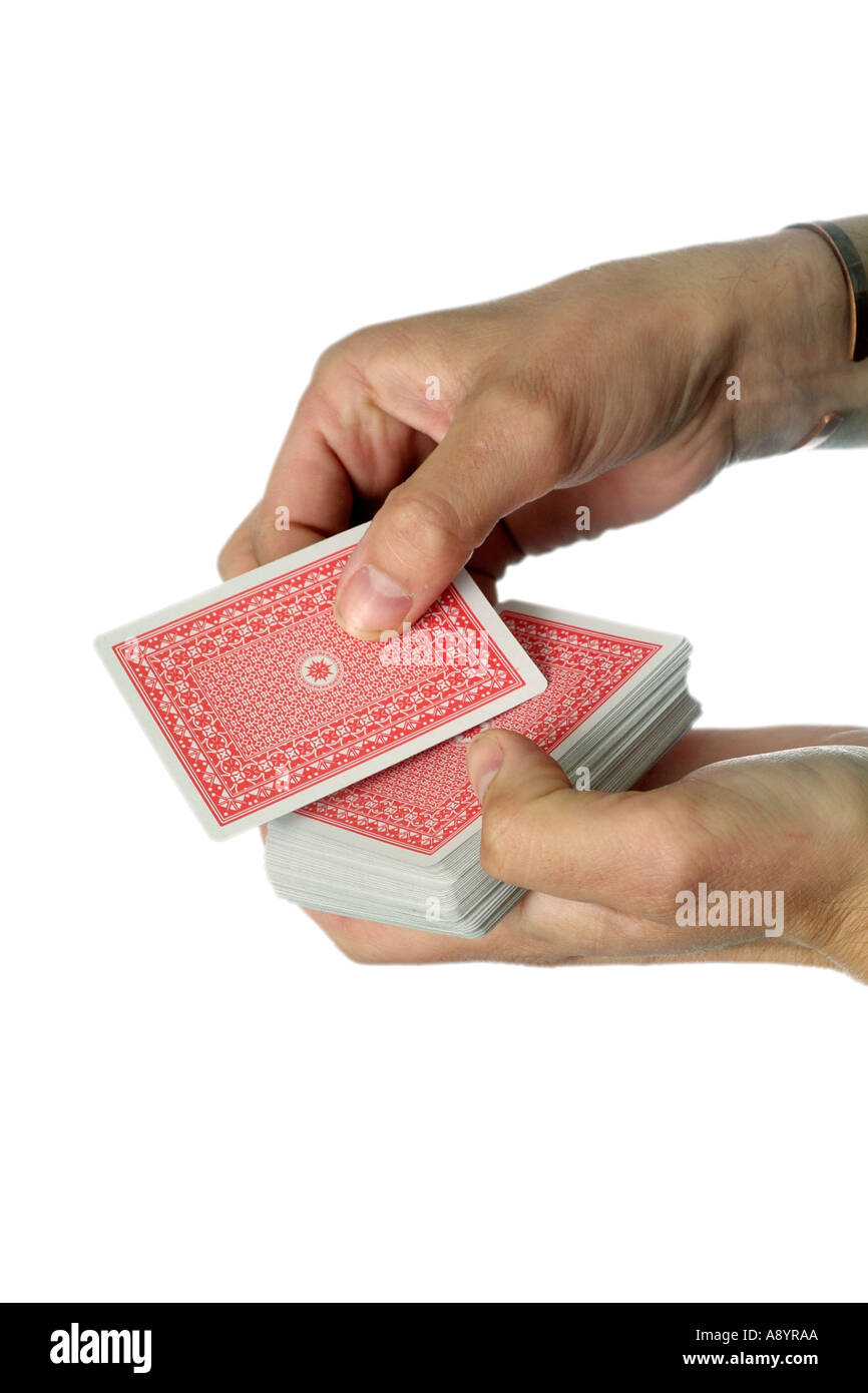 Giocare il gioco d'azzardo gioco giocare le carte di carta di rischio poker bet jack ace regina re a filo las vegas casino betting trattano mano trattati concessionario Foto Stock