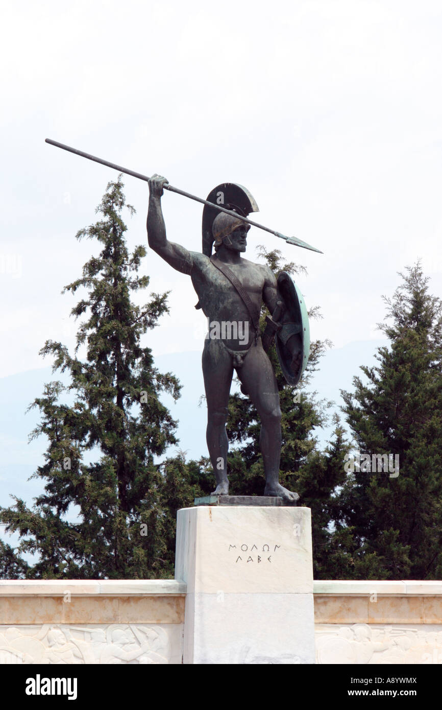 Statua del Re Spatan Leonidas delle Termopili Grecia Foto Stock