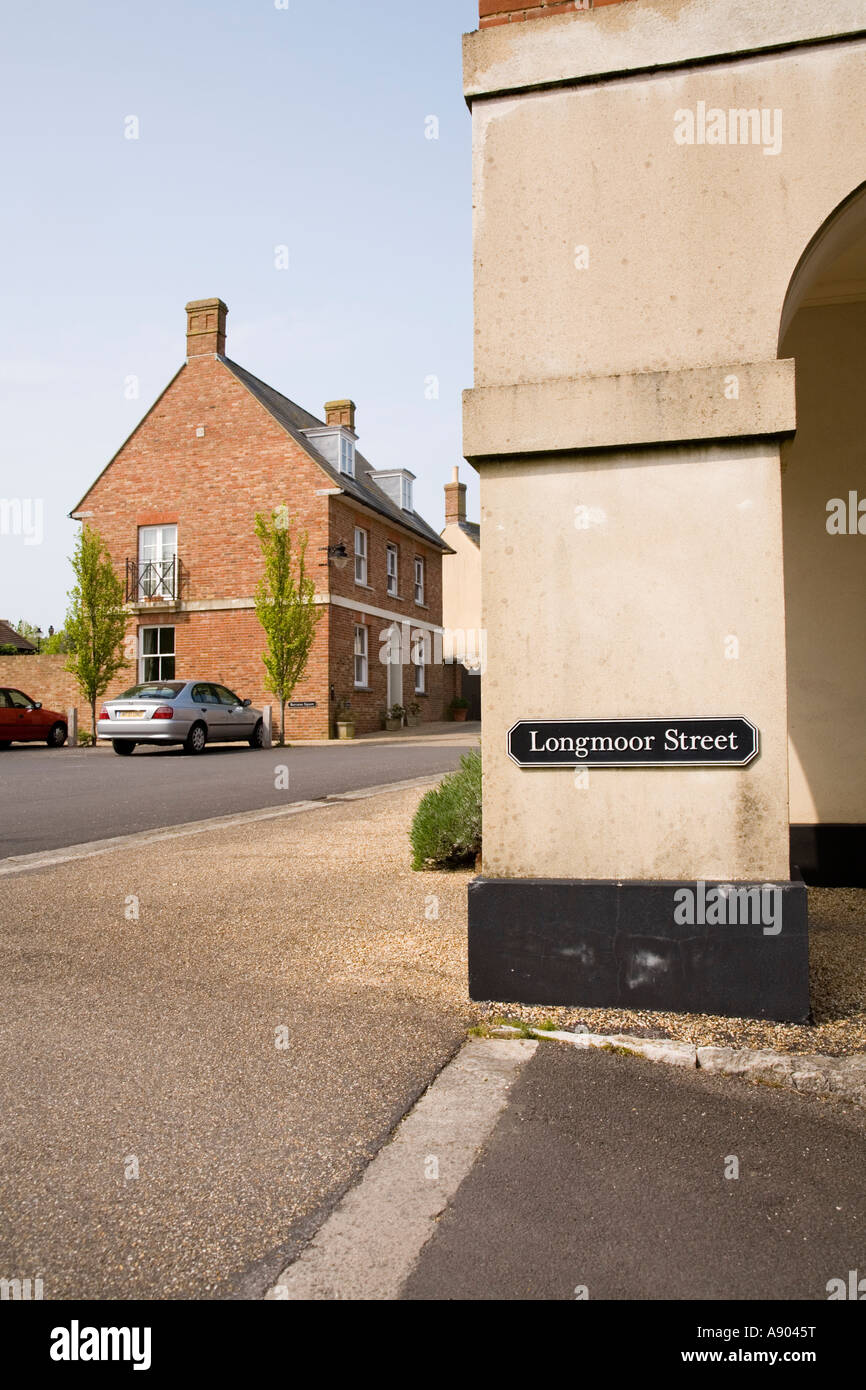 Longmoor strada segno Poundbury Dorchester Dorset Regno Unito Foto Stock