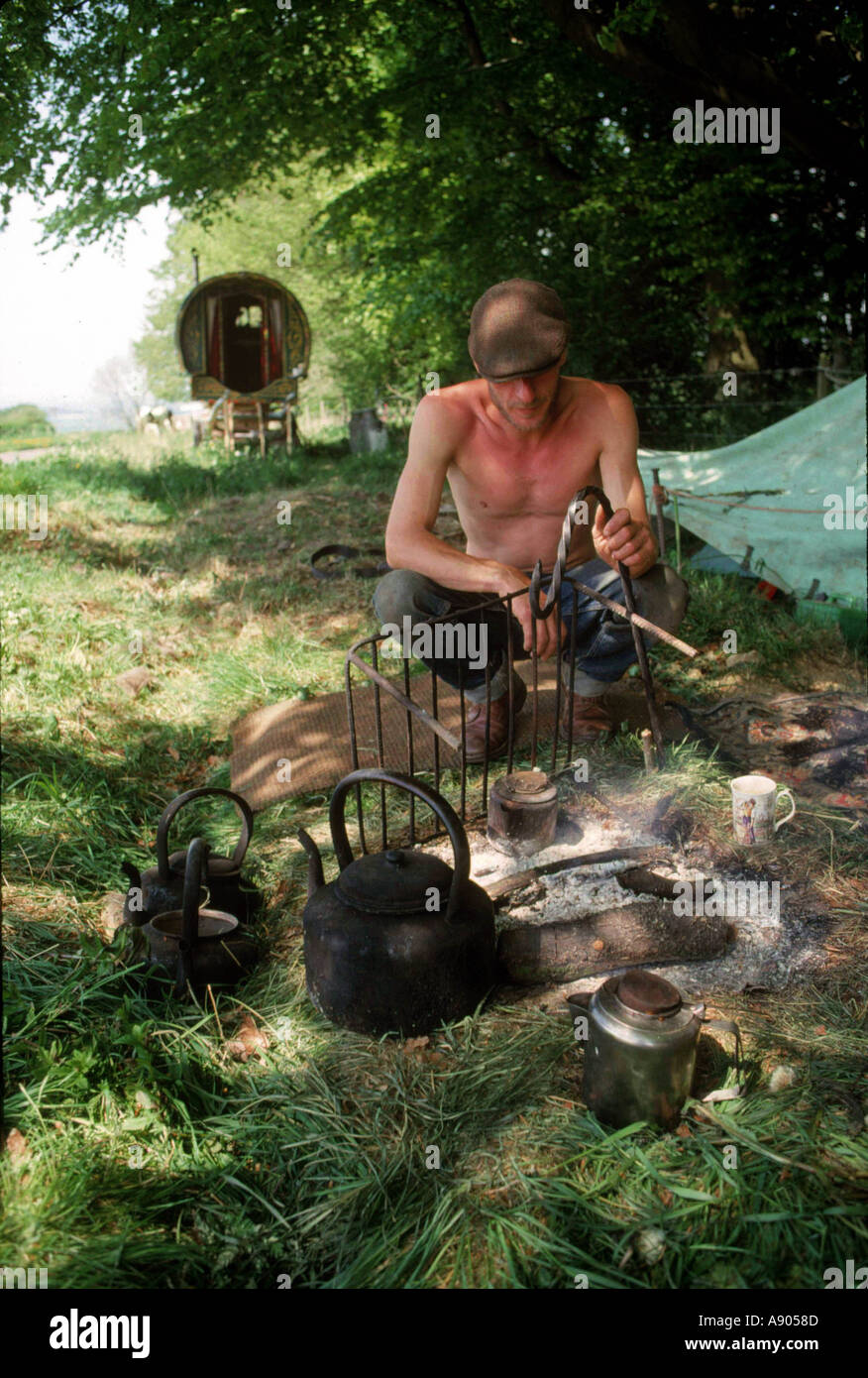 Il New Age di viaggiatori nel Regno Unito Foto Stock