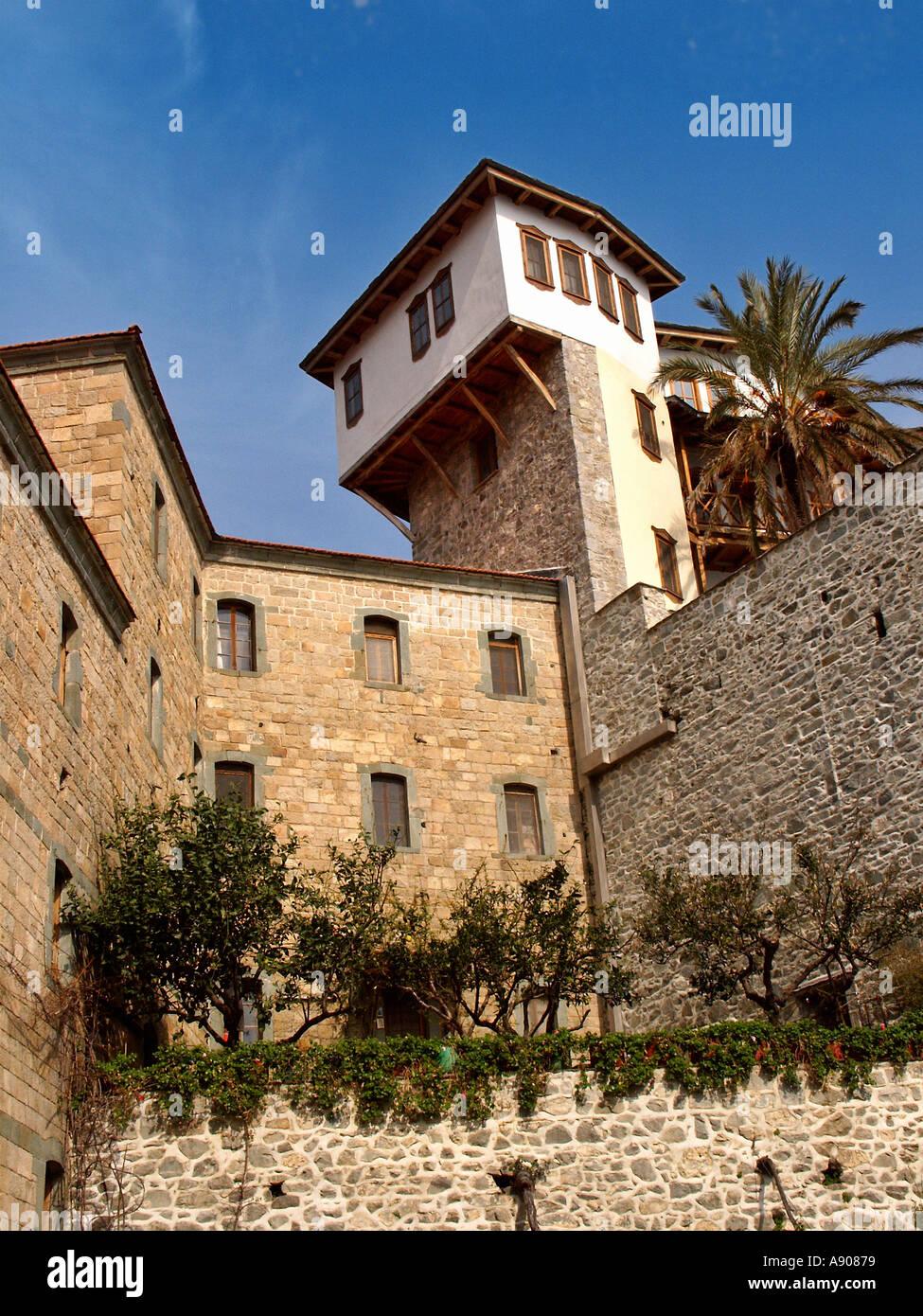 Vista interna presso il St Grigoriou Agios Grigorios Monastero Monte Athos in Grecia Foto Stock