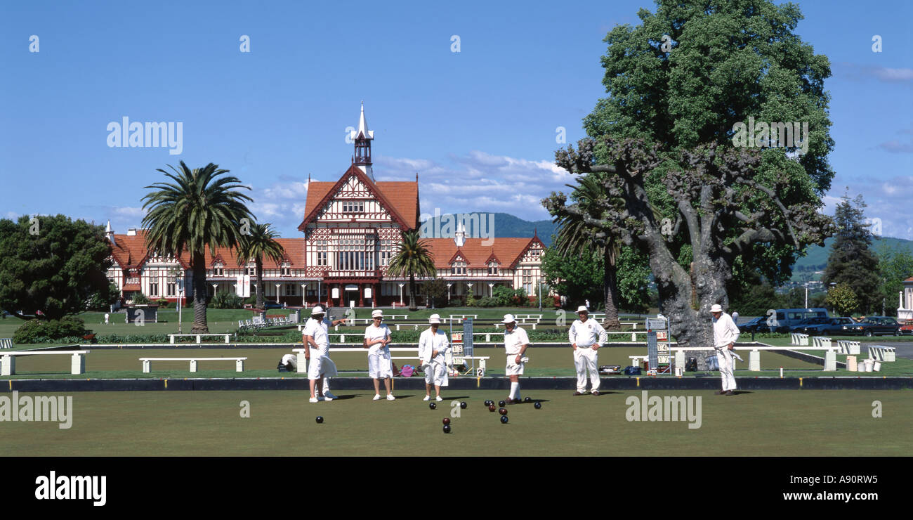 Nuova Zelanda Rotorua cricket game Foto Stock