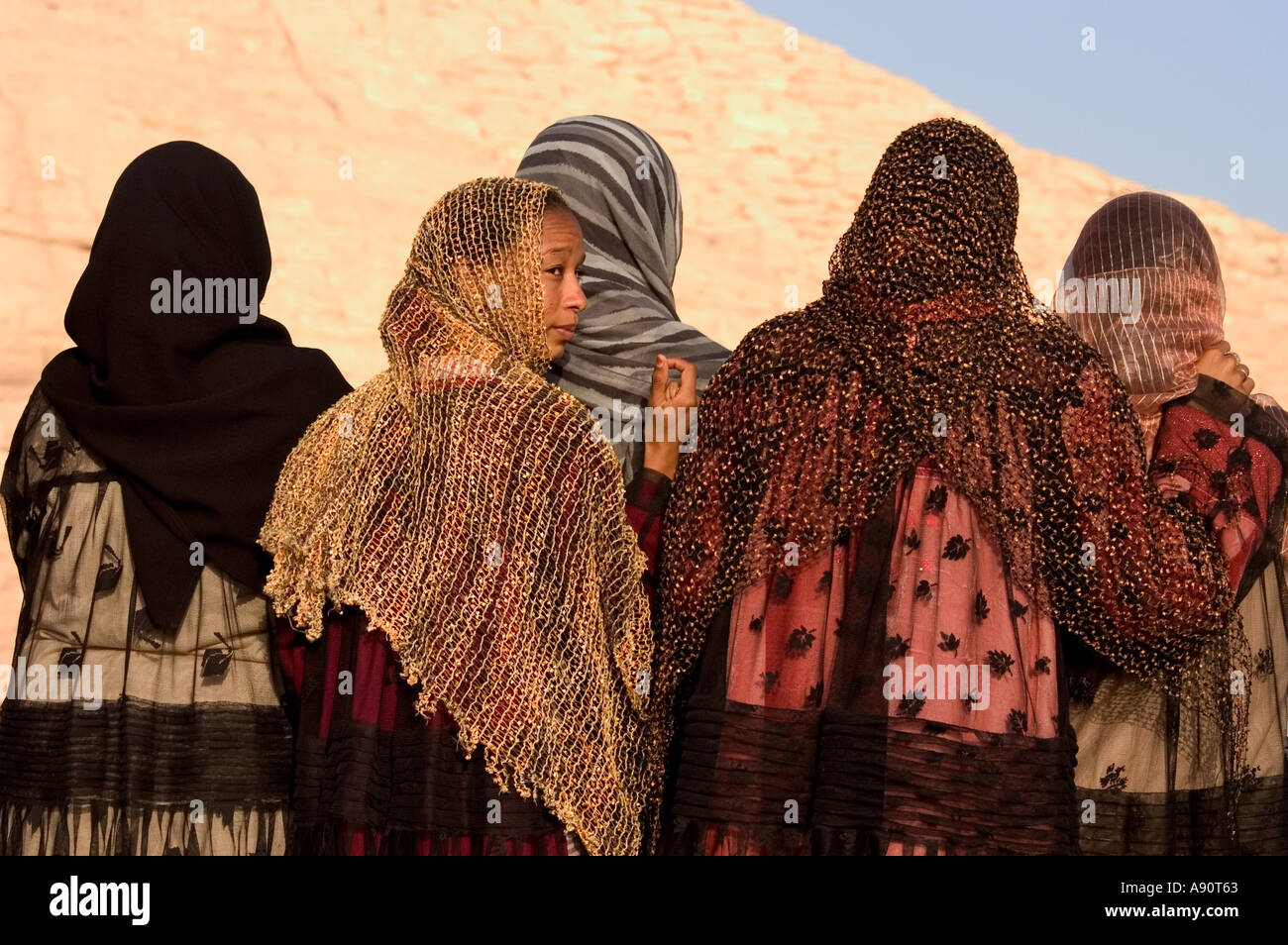 Nubian donne Abu Simbel Alto Egitto Egitto Nord Africa Foto Stock