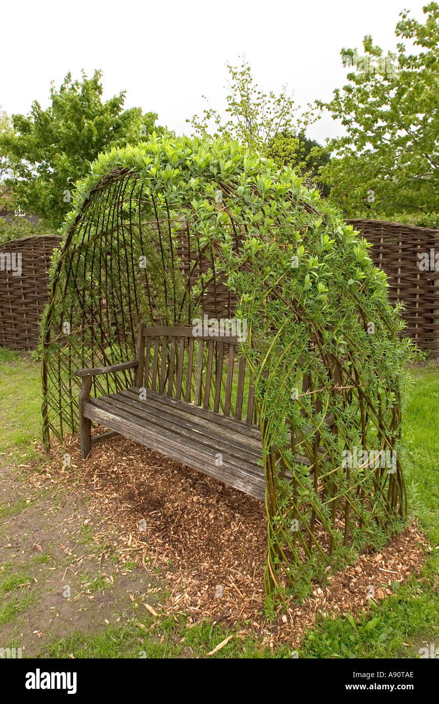 Inghilterra Somerset Stoke San Gregorio Willow e Wetlands Centre living willow giardino pergolato Foto Stock