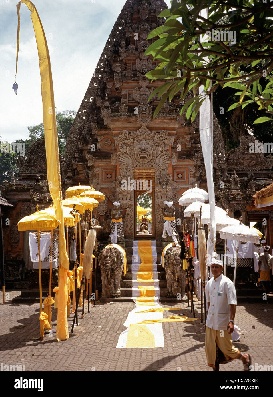 Indonesia Bali Mas Pura Taman Pule tempio durante il festival di Kuningan Foto Stock