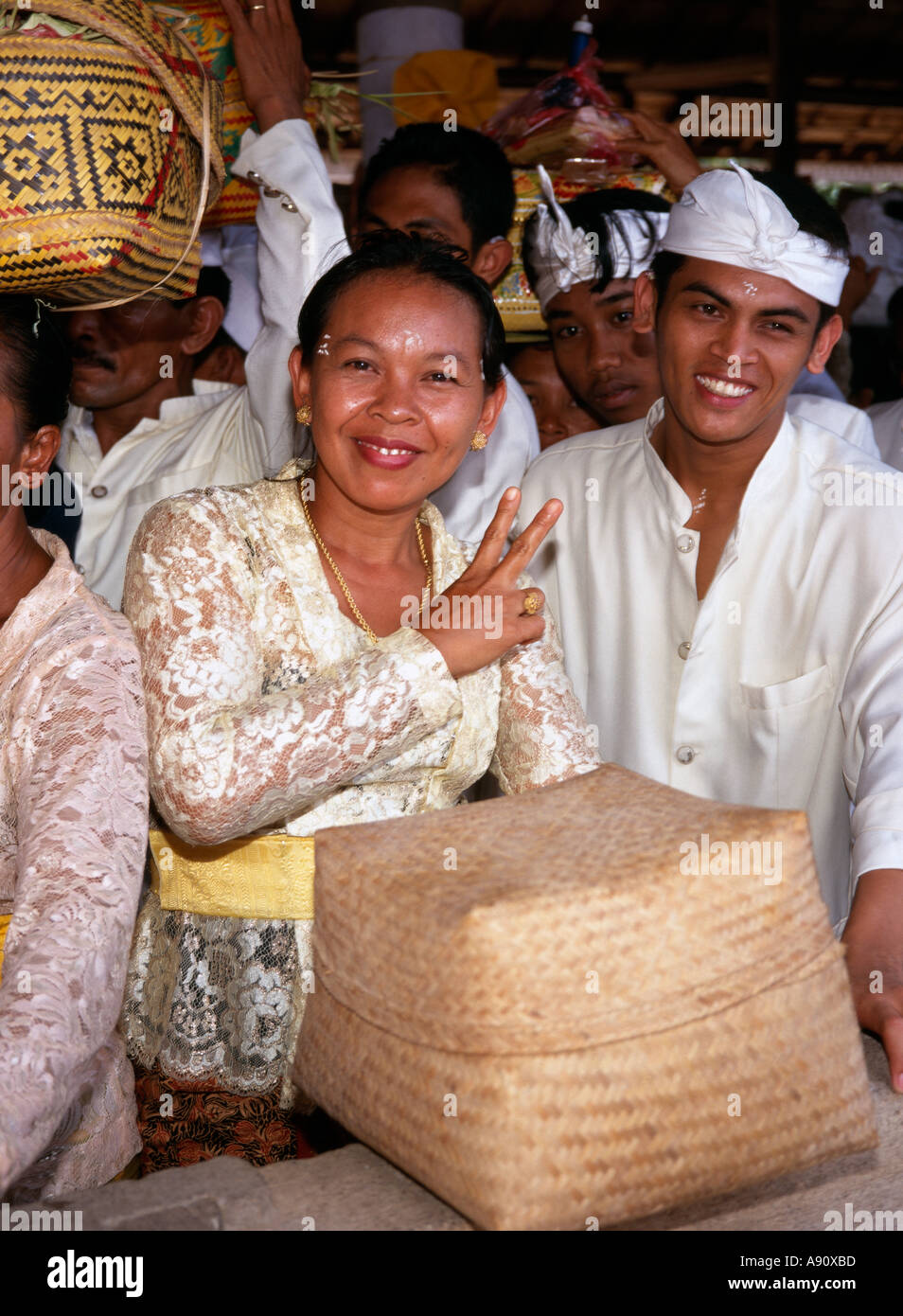 Indonesia Bali Mas Pura Taman Pule tempio festival Kuningan adoratori Foto Stock