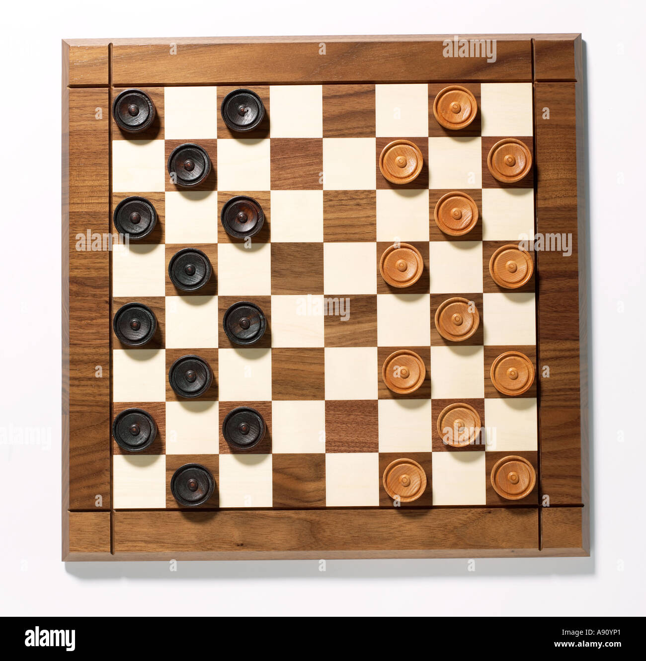 Chess Checkers Board vista in elevazione Foto Stock